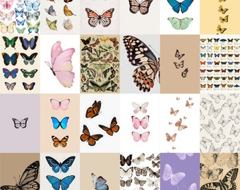 70 Butterfly aesthetic wall collage kit butterfly journal junk digital sticker Digital Planner sticker Craft paper Stickers Scrapbook floral