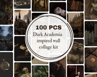 100 PCS DarkAcademia Wall Collage Kit Librarycore Black Aesthetic Photo Collage Print Dark Academia Room Decor Wall Decor DIGITAL DOWNLOAD