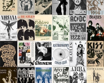 160+ PCS Vintage Posters Wall Collage Prints Music Vintage Wall Posters Retro Poster Wall Decor Vintage Wall Collage Kit