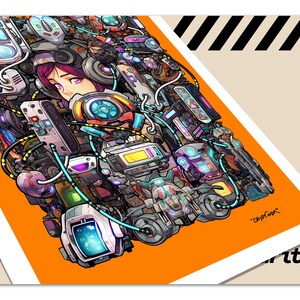 Cyberpunk Anime Girl Art Poster Print for Anime Hacker Gift