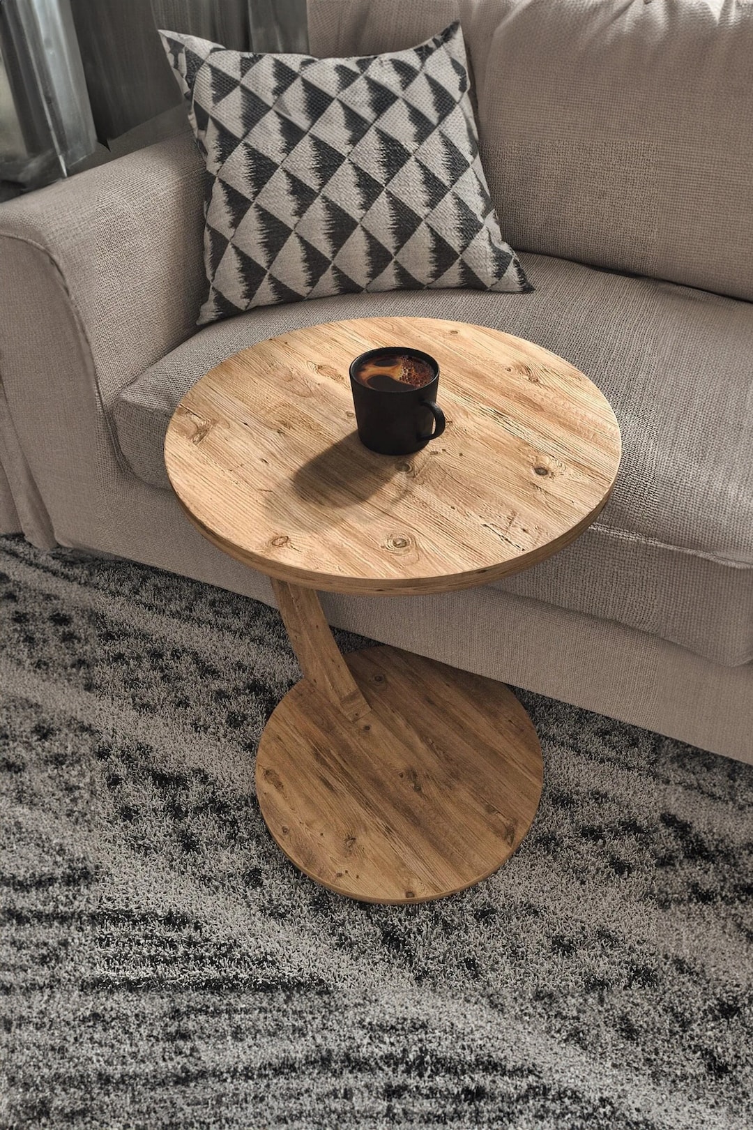 C Shaped Coffee Table Side Coffee Table Wood Coffee - Etsy