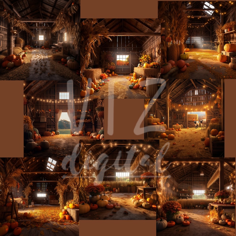 Rustic Fall Barns Digital Backdrop Background Birthday Party Wedding Overlay Photography Photo