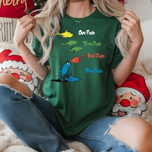 Dr. Seuss Day Shirt - Ein Fisch, zwei Fische, rote Fische blauer Fisch Tee, 100 Tage Schule Shirt, Katze im Hut Kleinkind T-Shirt, Lesewoche