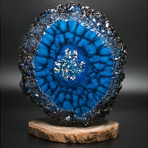 Blue Crackle Crystal Edge Vanity Tray | Luxury Jewelry Tray | Candle Tray | Perfume Tray | Crystal Display Tray