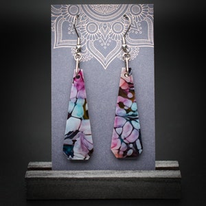 Water Lilies Large Polygon Earrings | Lightweight Resin Dangle Earrings