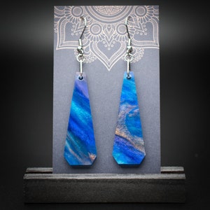 Azure Cove Large Polygon Earrings | Lightweight Resin Dangle Earrings
