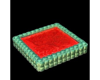 Green and Red Double Crystal Gem Edge Trinket Dish | Crystal Edge Jewelry Dish | Crystal Edge Ring Dish | Crystal Display Tray Stand