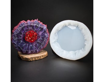 Moule en silicone B 7" Crystal Edge | Moule en cristal Druzy Sparkle Edge effet Larimar | Moule de luxe pour sous-bock en cristal | Expédié depuis les États-Unis