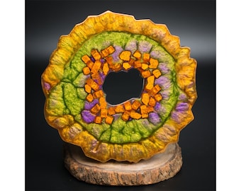 Copper Crackle Geode Vanity Tray | Geode Jewelry Tray | Geode Ring Tray | Crystal Display Stand