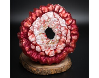 Red Crackle Geode Vanity Tray | Geode Jewelry Tray | Geode Ring Tray | Crystal Display Stand
