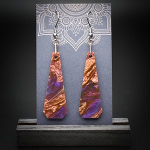 Moroccan Plum Large Polygon Earrings | Lightweight Resin Dangle Earrings