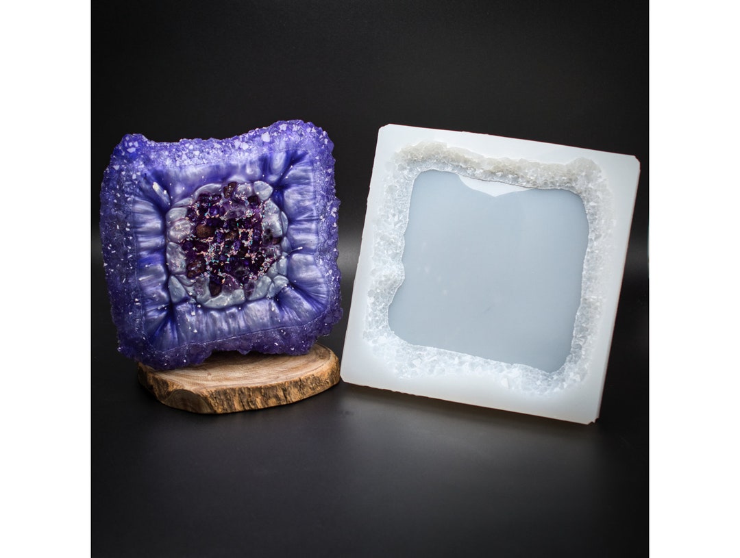 6 Inch Crystal Edge Square Silicone Mold | Druzy Sparkle Edge Crystal ...
