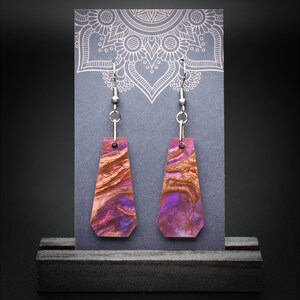 Moroccan Plum Medium Polygon Earrings | Lightweight Resin Dangle Earrings