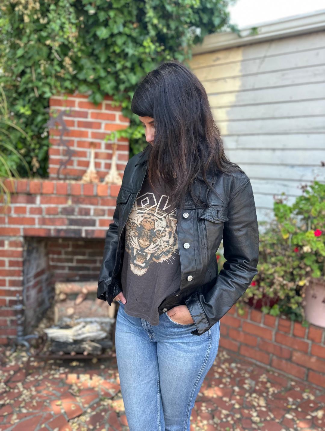 Vintage 90s Black Gap Leather Jacket - Etsy