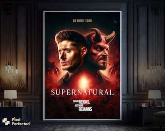 SUPERNATURAL Dean Winchester X Crowley Poster / Serie Supernatural Stampa artistica da parete Poster *DOWNLOAD immediato*