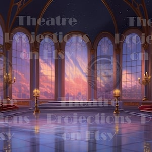 La toile de fond numérique de la grande salle de bal utilisée pour les projections de théâtre