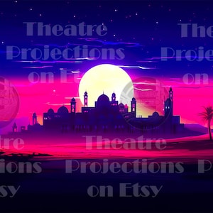 Cenário digital do Arabian Night Palace usado para projeções de teatro.