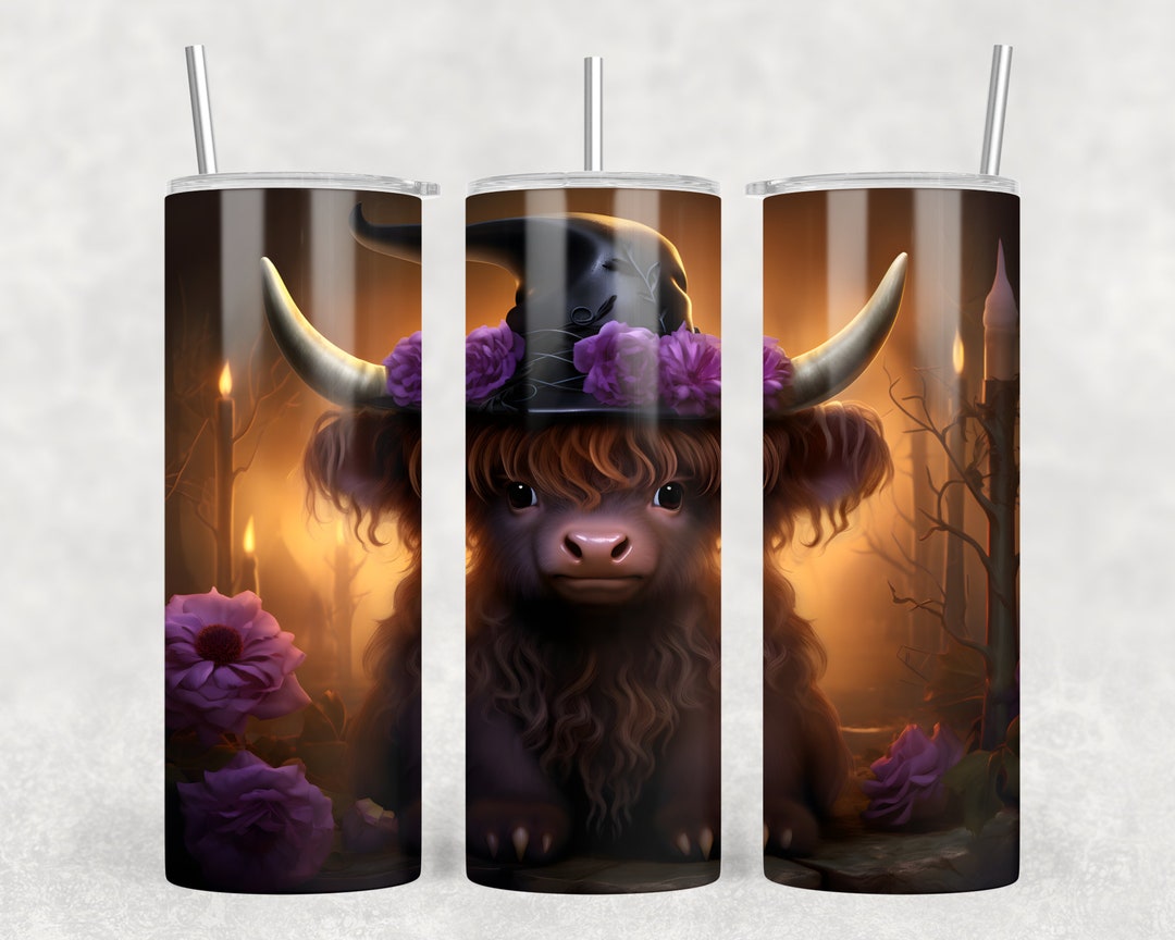 Baby Highland Cow Witch Tumbler Wrap 20 Oz Skinny Tumbler - Etsy