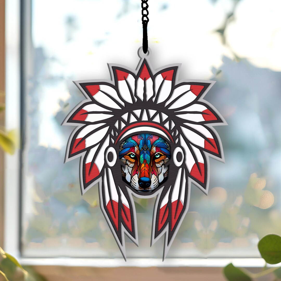 Native American Wolf Suncatcher Native American Wolf Etsy