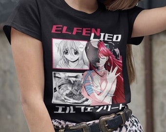 ユニセックスエルフェンリートルーシーアニメTシャツ、にゅう、楓
