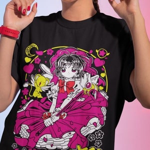 Camiseta Fairy Kei, design retrô anos 90, camisa de menina anime, anime estético, moda kawaii