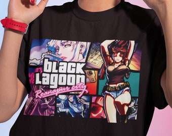 Black Lagoon Revy Unisex Anime T-shirt, Black Lagoon T-shirt, Revy T-shirt, Anime Estetisk T-shirt, Cool Anime T-shirt, Anime Gåva För Honom/Henne