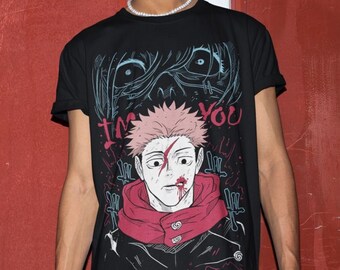 Camiseta unisex de manga de terror: camiseta gótica de anime espeluznante