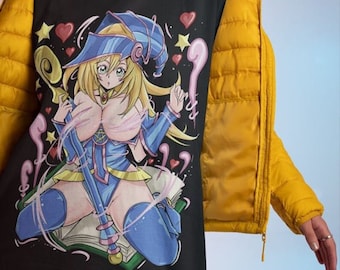 Unisex Waifu Material Anime T-Shirt, Maga Oscura Anime Girl Lewd Shirt