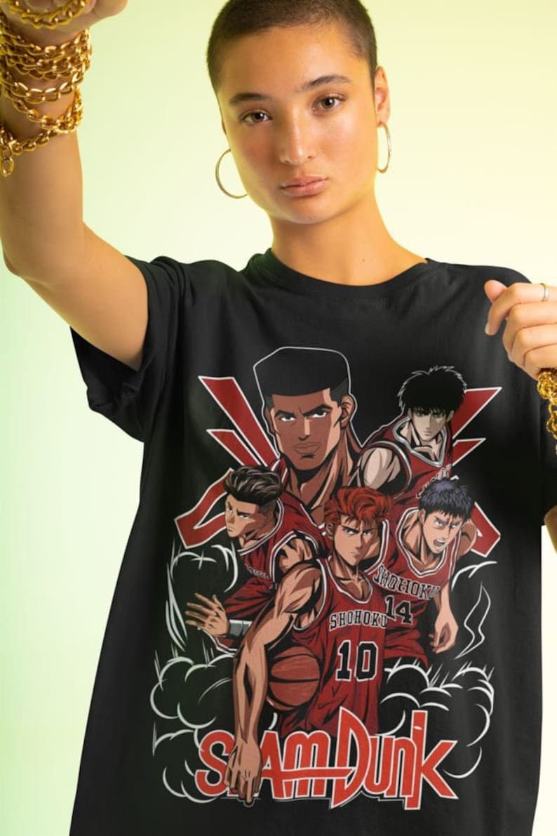 SLAM DUNK　tシャツ Slam Dunk Team T-Shirt Basketball For Anime Manga Black Tshirt Tee