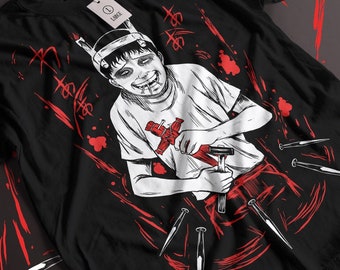 Creepy Girl Horror Manga T-Shirt: Dark Anime Gothic Tee