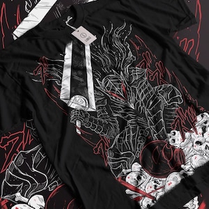 Black Swordsman Anime T-shirt: Skull Knight Graphic Tee