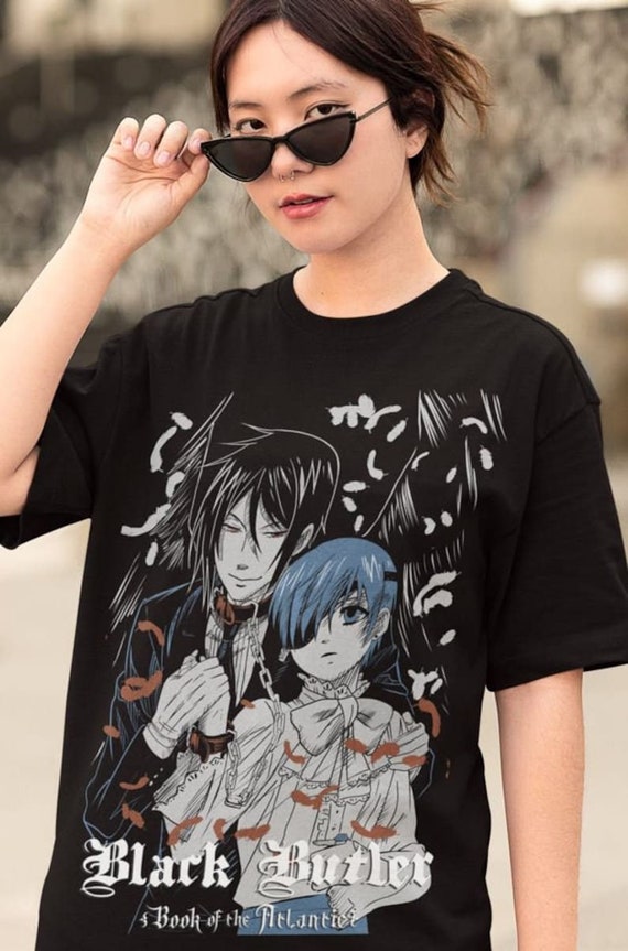 黒執事Tシャツ：セバスチャン アニメ、ヴィンテージゴシックTシャツ