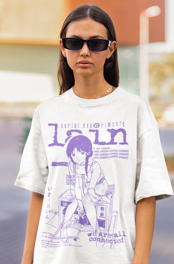 serial experiments lain ビンテージTシャツ Serial Experiments Lain Tシャツ：サイバーパンクアニメグラフィックT