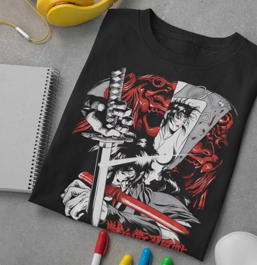 Ninja Scroll Jubei Kibagami Retro Anime T-shirt, Manga Waifu Shirt