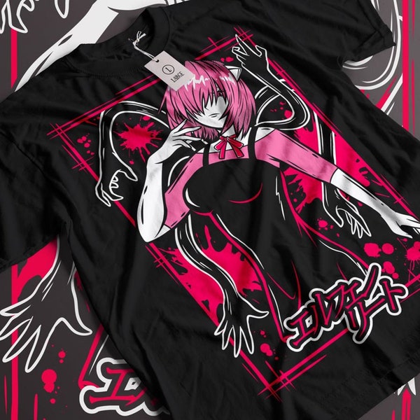 Unisex Elfen Lied Lucy Anime T-Shirt, Nyu, Kaede Manga Waifu Shirt Tshirt Horror Anime