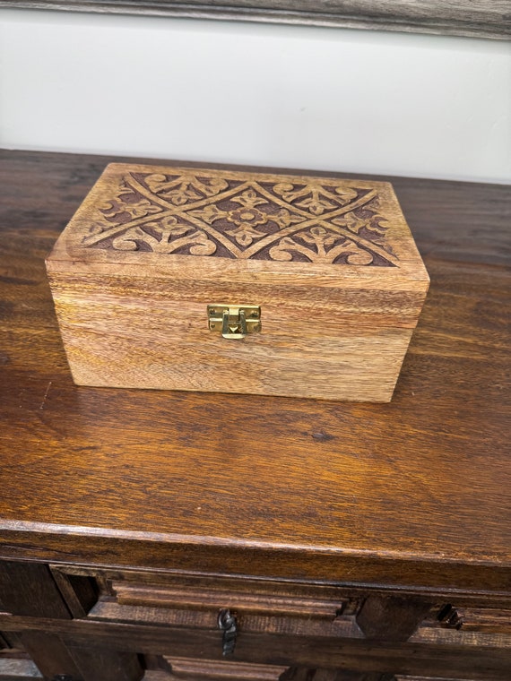 Solid Wood Jewelry Trinket Box