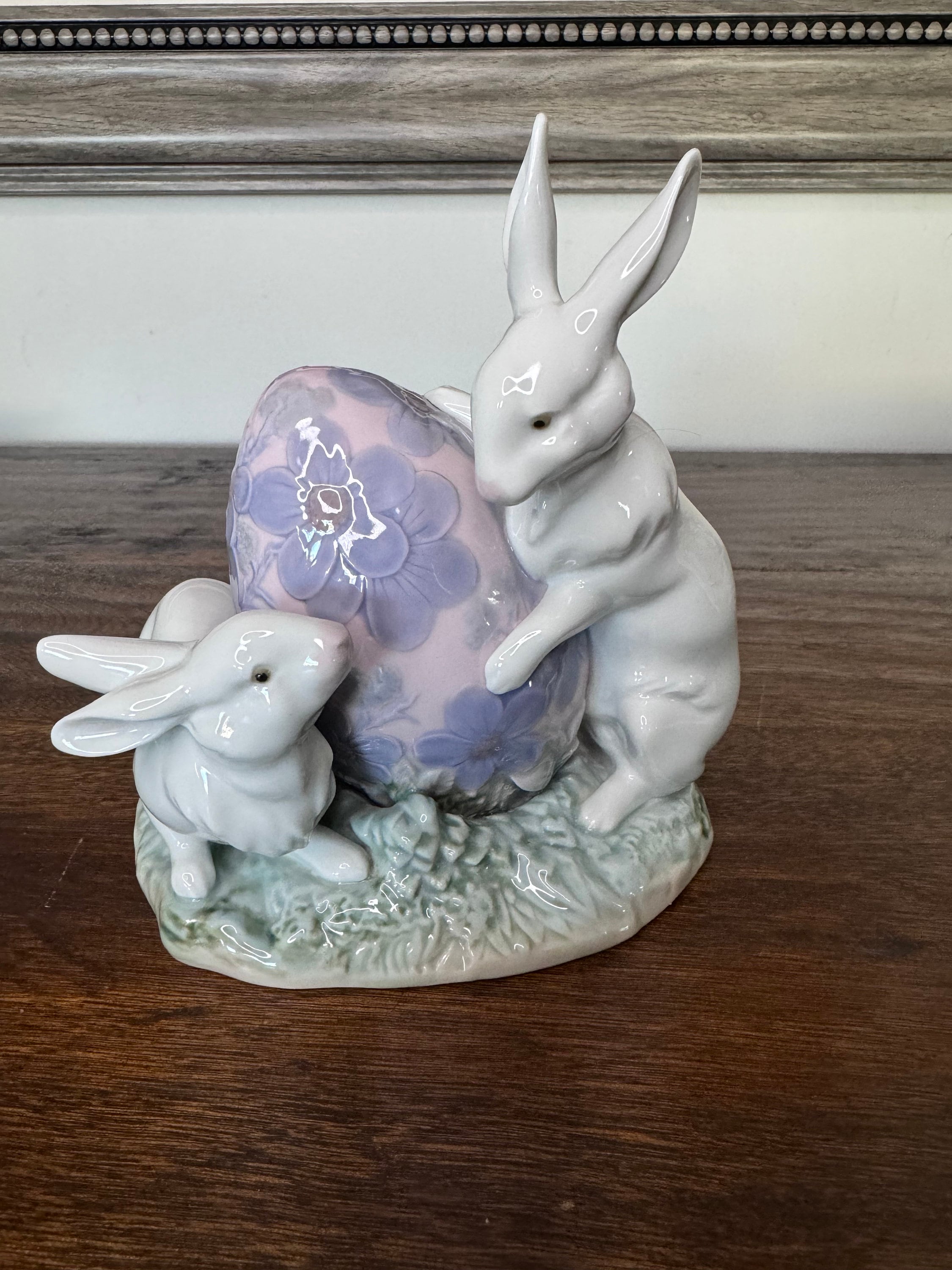 Retired Lladro Easter Bunnies With Lilac Easter Egg - Etsy