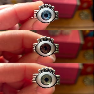 Sterling silver eyeball ring (Blue/Green/or Brown)