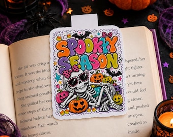 Spooky Season Magnet Bookmark, Halloween Magnetic Bookmark, Cute Ghost Bookmark, Skeleton Magnet Bookmark, Fall Reading Accessory, Halloween