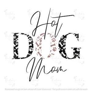 Hot Dog Mom Design: Leopard Print Dog Tag (PNG, SVG Digital Download)