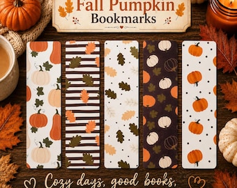 Fall Pumpkin Bookmarks, Autumn Bookmark Set, Fall Book Lover Gift, Pumpkin Bookmarks, Cozy Reading Gift, Fall Reading Accessories