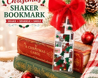 Christmas Shaker Bookmark, Confetti Bookmark, Handmade Bookmark, Holiday Bookmark, Christmas Book Lover Gift, Christmas Bookmark, Bookmark