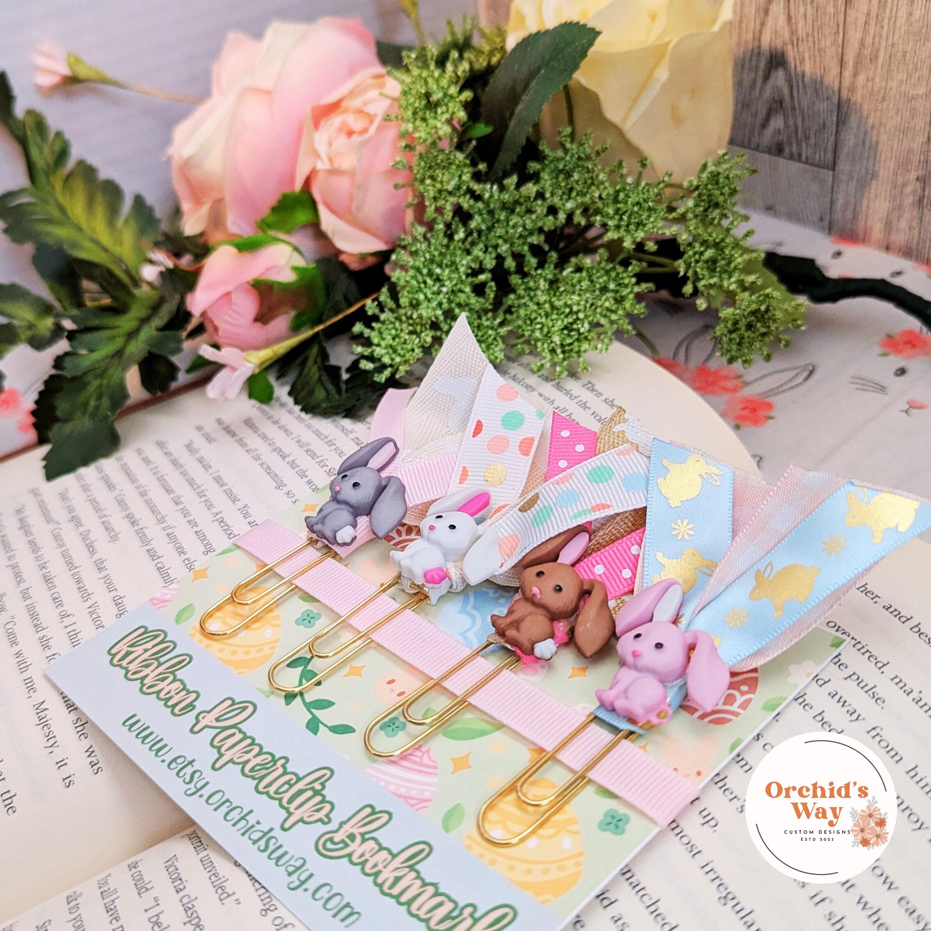 Paperclip Ribbon Bookmarks Easter Bunny Ribbon Paperclip Bookmarks - Set of 4 - Etsy