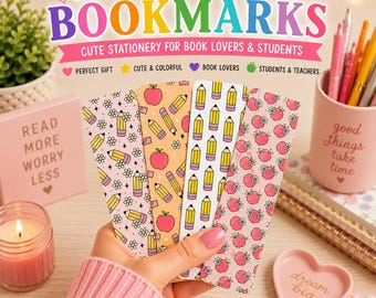 Back to School Bookmark Bundle, Student Bookmarks, Teacher Gift, School Supplies, Apple Bookmark, Reading Accessories, Back to School Bundle