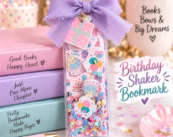 Birthday Shaker Bookmark, Handmade Confetti Bookmark, Gift for Book Lovers, Colorful Reading Accessory, Teacher Gift, Party Favor