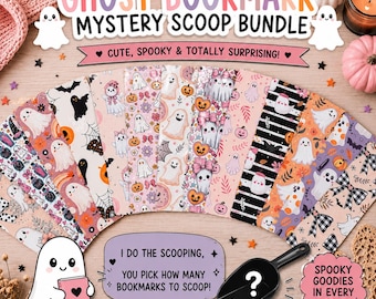 Ghost Bookmark Mystery Scoop Bundle, Cute Spooky Bookmarks, Random Ghost Bookmark Grab Bag,  Book Lover Gift,  Mystery Bookmark Pack