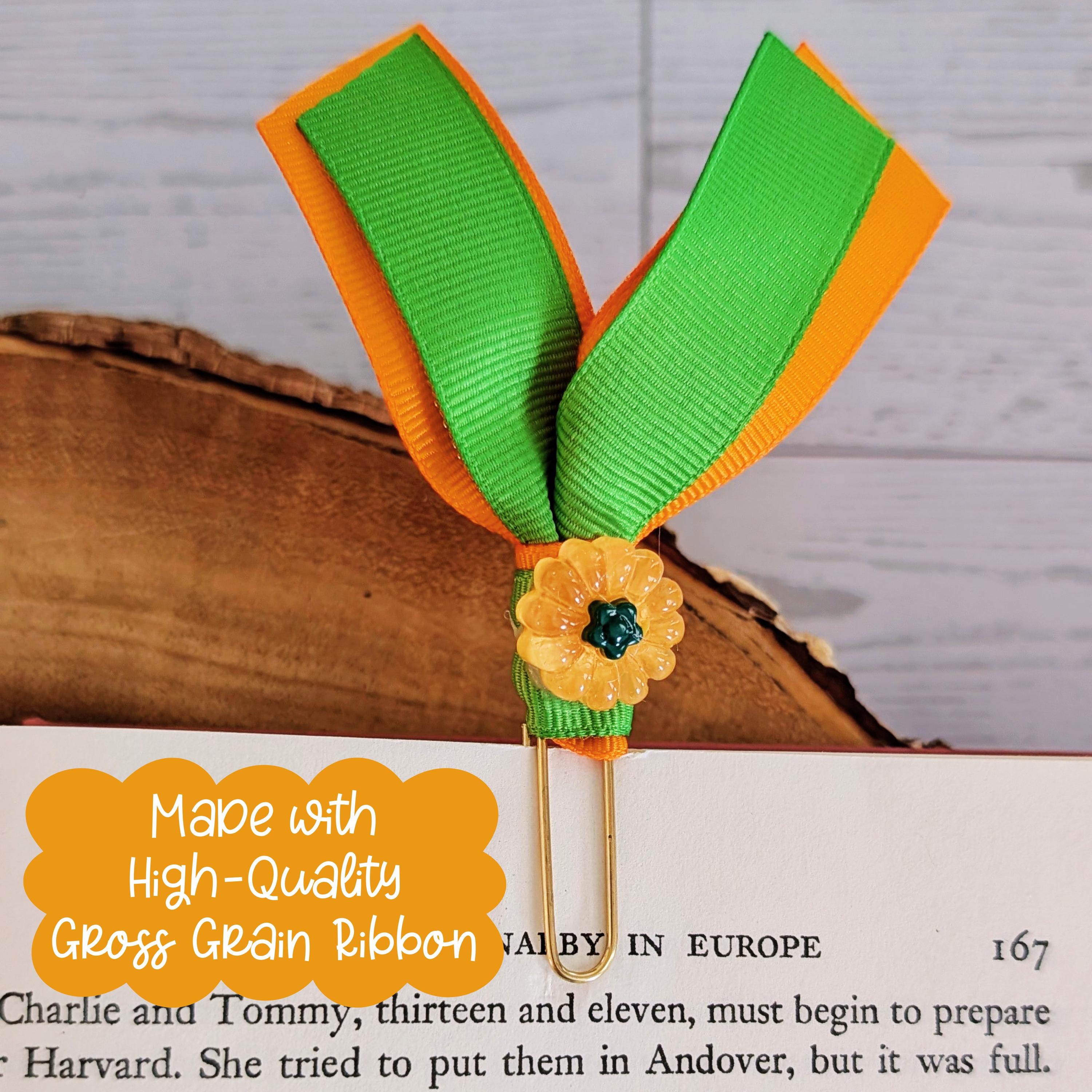 Paperclip Ribbon Bookmarks Peach Lemon Ribbon Paperclip Bookmark Set, Fruit Bookmark Set, Floral ...