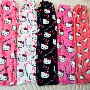 Hello Kitty Girls Size 10 Sleep PJs Pajamas Shirt Set Cotton Hot Pink  Sleepwear