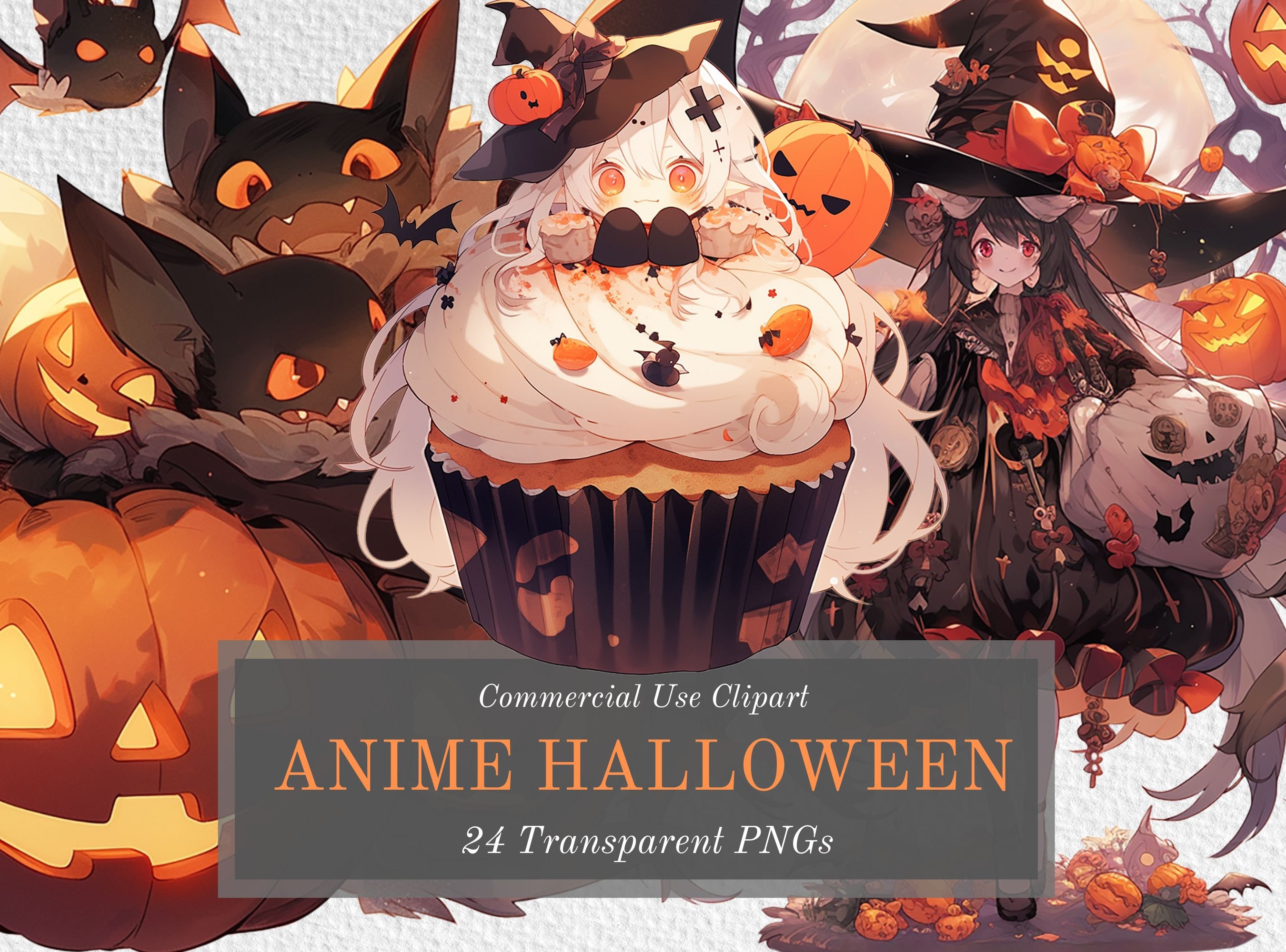 Halloween Anime Clipart Bundle 24 Cute & Spooky Festive Etsy
