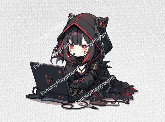 Chibi Anime Gamer Girls Clipart Bundle - Kawaii, Happy, Goth ..., حجم الصورة 570x422